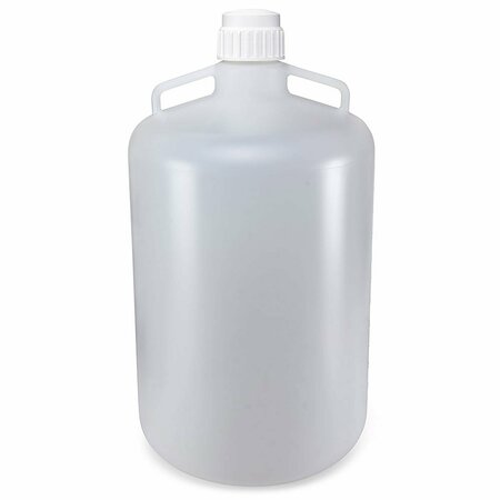 GLOBE SCIENTIFIC Carboys, Round with Handles, PP, White PP Screwcap, 50 Liter, Molded Graduations, Autoclavable 7200050